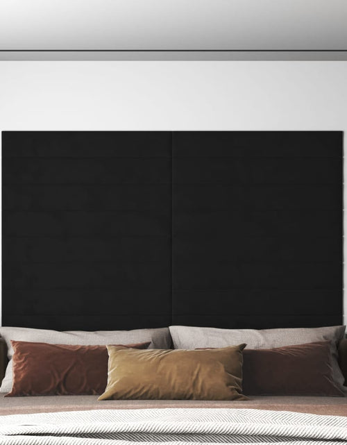 Загрузите изображение в средство просмотра галереи, Panouri de perete 12 buc. negru 90x15 cm catifea 1,62 m²
