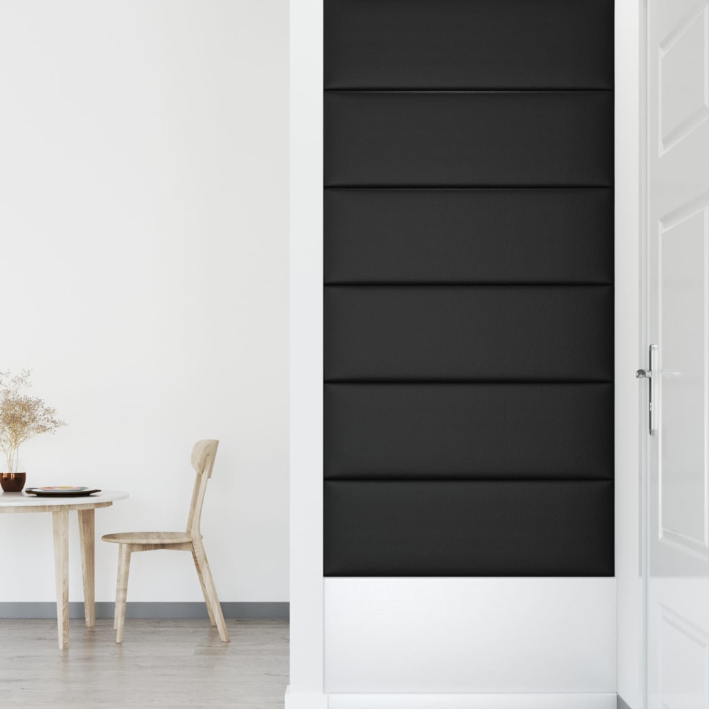 Panouri de perete 12 buc. negru, 90x30 cm, piele eco 3,24 m²