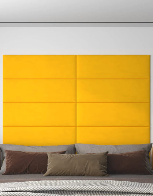 Încărcați imaginea în vizualizatorul Galerie, Panouri de perete 12 buc. galben 90x30 cm catifea 3,24 m²
