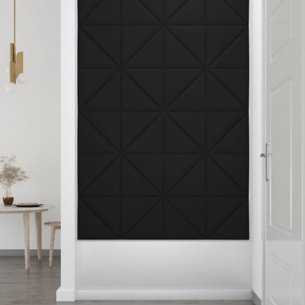 Panouri de perete, 12 buc., negru, 30x30 cm, textil, 0,54 m²
