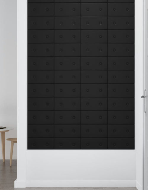 Загрузите изображение в средство просмотра галереи, Panouri perete 12 buc. negru 30x15 cm piele ecologică 0,54 m²
