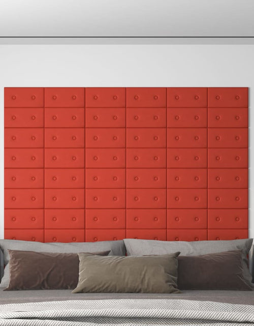 Încărcați imaginea în vizualizatorul Galerie, Panouri de perete 12 buc. roșu 30x15 cm piele ecologică 0,54 m²

