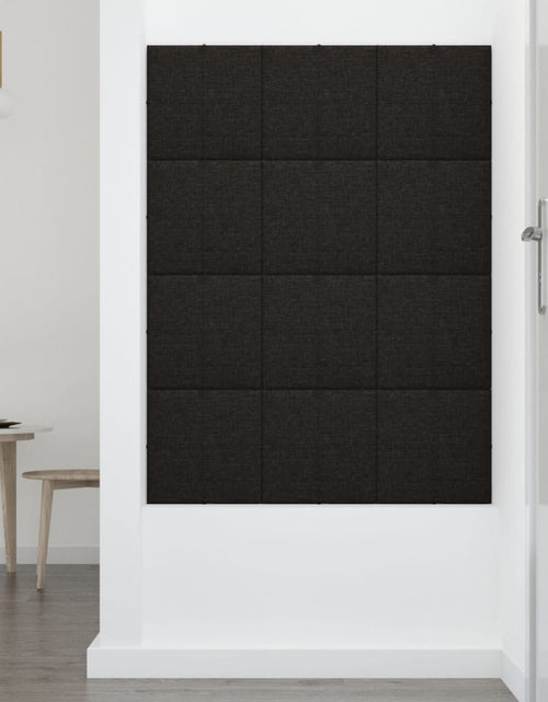 Încărcați imaginea în vizualizatorul Galerie, Panouri de perete 12 buc. negru 30x30 cm țesătură 1,08m²
