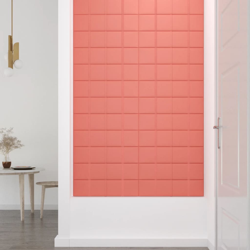 Panouri de perete 12 buc. roz 60x15 cm catifea 1,08 m²