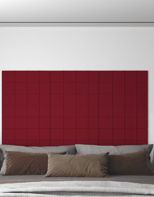 Загрузите изображение в средство просмотра галереи, Panouri de perete 12 buc. roșu vin 60x15 cm catifea 1,08 m²
