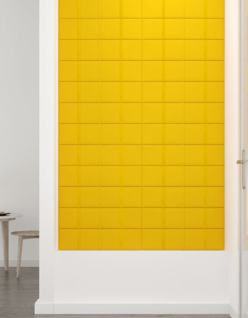 Încărcați imaginea în vizualizatorul Galerie, Panouri de perete, 12 buc., galben, 60x15 cm, Catifea, 1,08 m²
