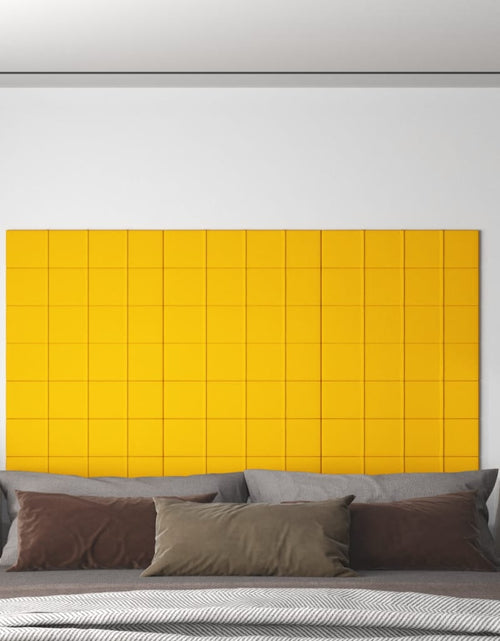 Încărcați imaginea în vizualizatorul Galerie, Panouri de perete, 12 buc., galben, 60x15 cm, Catifea, 1,08 m²
