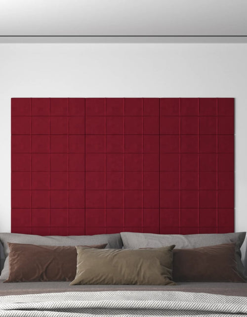 Încărcați imaginea în vizualizatorul Galerie, Panouri de perete 12 buc. roșu vin 60x30 cm catifea 2,16 m²
