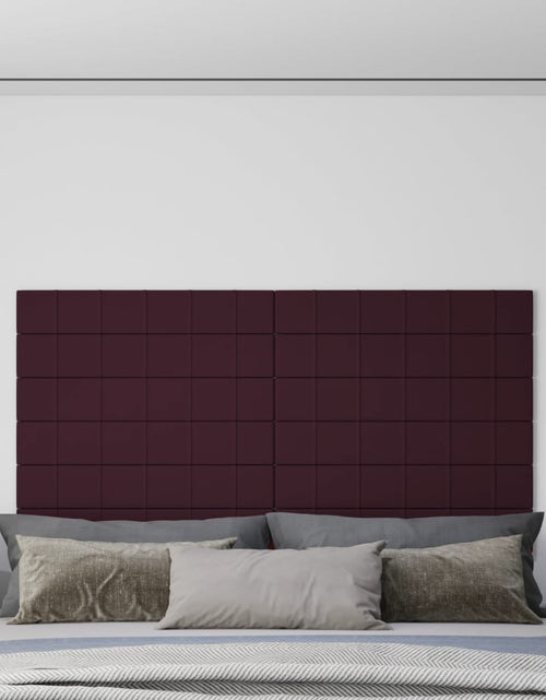 Încărcați imaginea în vizualizatorul Galerie, Panouri de perete 12 buc. violet 90x15 cm textil 1,62 m²
