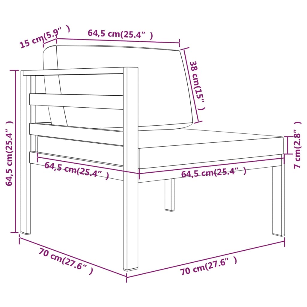 Set mobilier de grădină cu perne, 4 piese, antracit, aluminiu - Lando