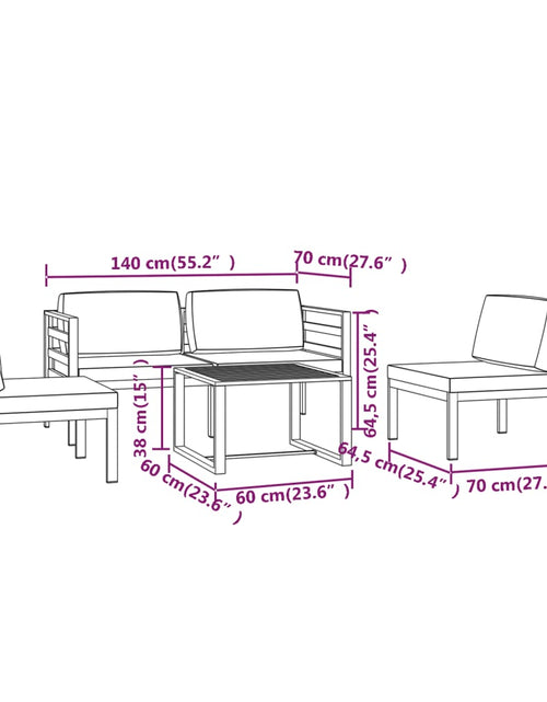 Încărcați imaginea în vizualizatorul Galerie, Set mobilier de grădină cu perne, 5 piese, antracit, aluminiu
