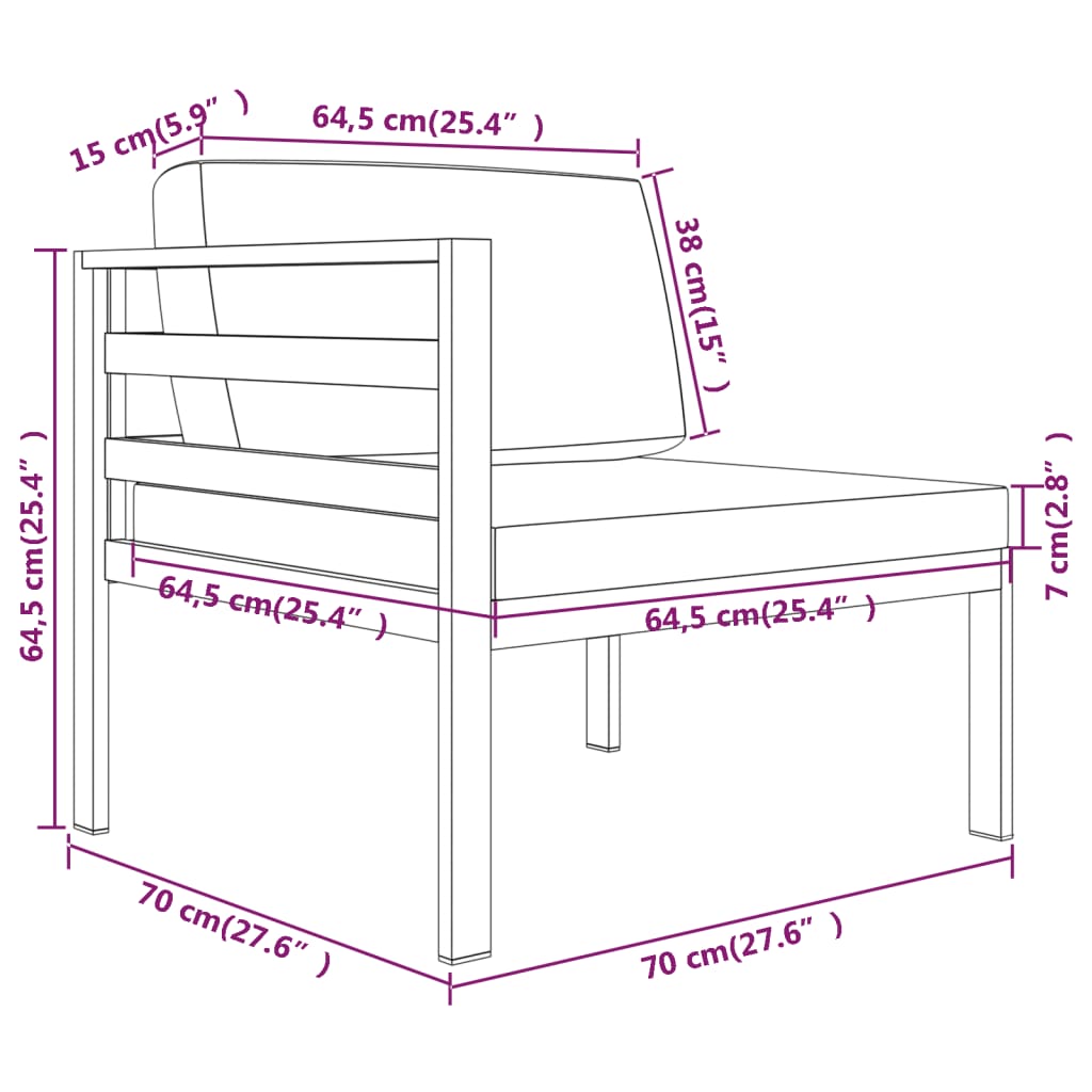 Set mobilier de grădină cu perne, 6 piese, antracit, aluminiu - Lando