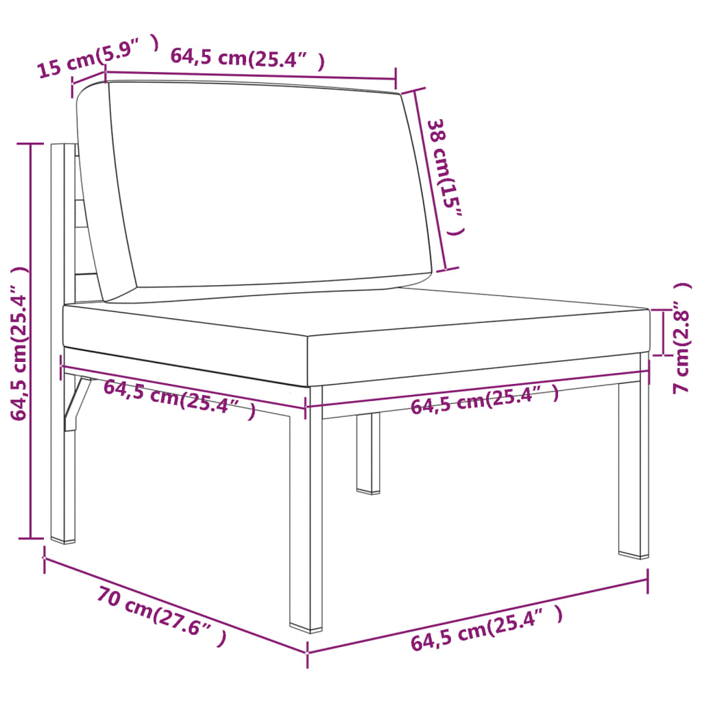 Set mobilier de grădină cu perne, 8 piese, antracit, aluminiu