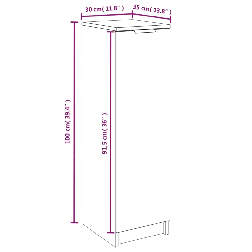 Pantofar, alb extralucios, 30x35x100 cm, lemn compozit - Lando