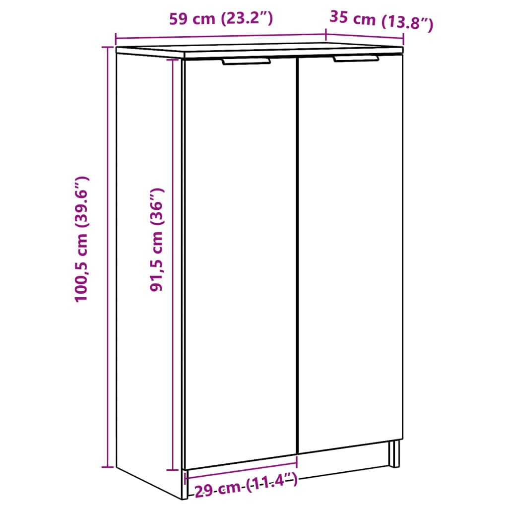 Dulap pentru încălțăminte alb 59x35x100 cm lemn prelucrat