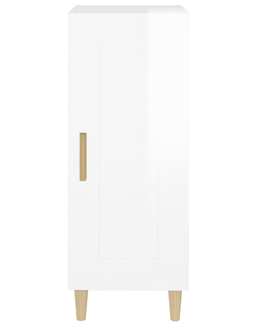 Загрузите изображение в средство просмотра галереи, Servantă, alb extralucios, 34,5x34x90 cm, lemn compozit

