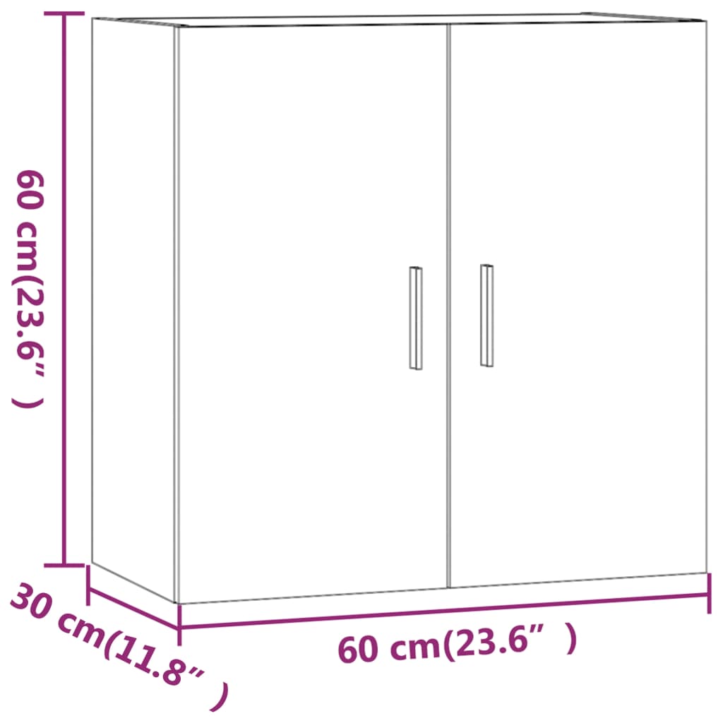 Dulap de perete, alb, 60x30x60 cm, lemn prelucrat