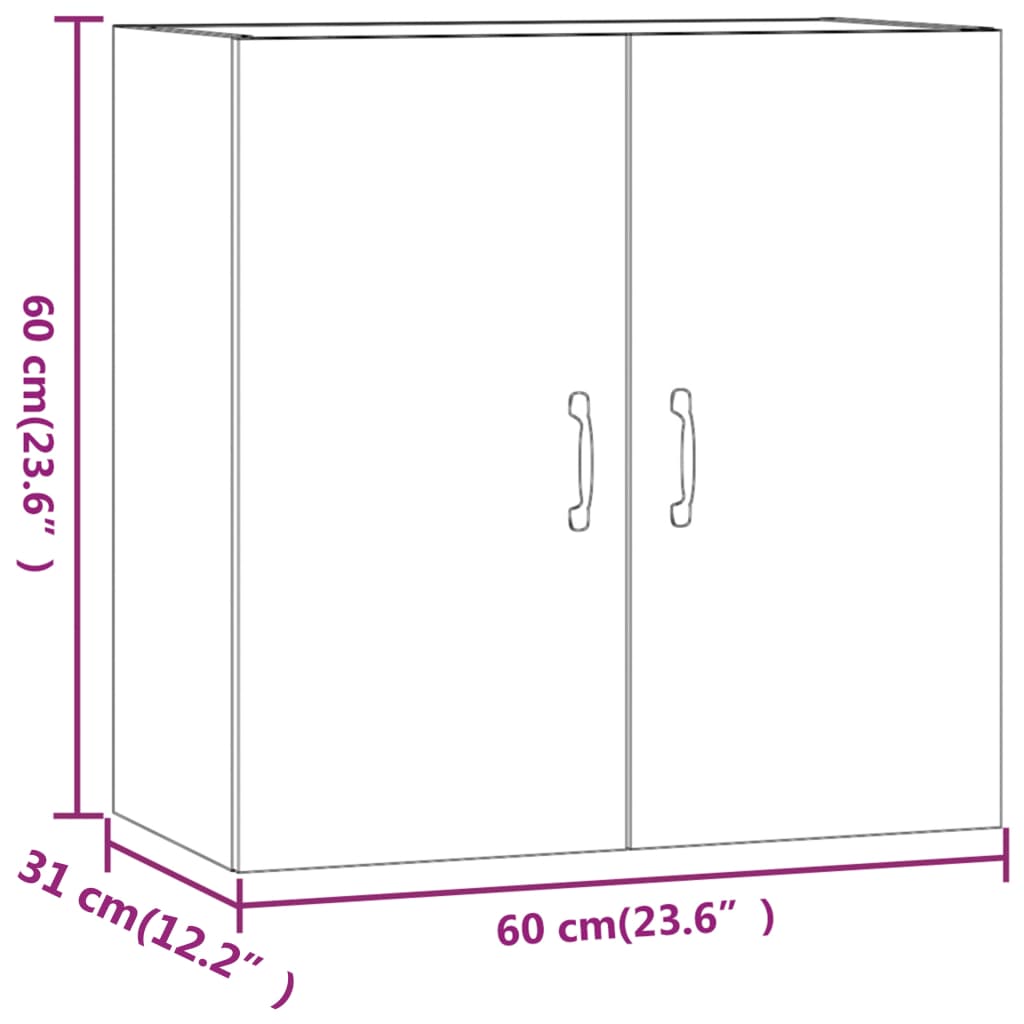 Dulap de perete, alb, 60x31x60 cm, lemn prelucrat