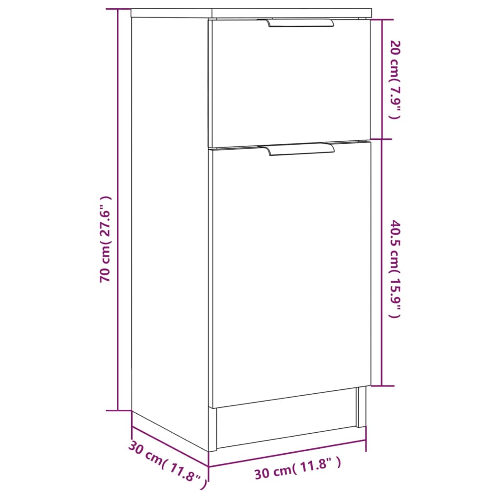 Dulapuri, 2 buc., gri sonoma, 30x30x70 cm, lemn prelucrat