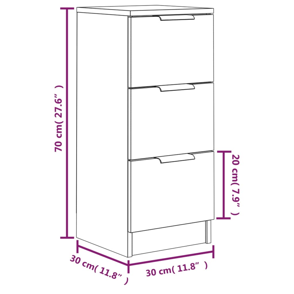 Servante, 2 buc., stejar fumuriu, 30x30x70 cm, lemn prelucrat