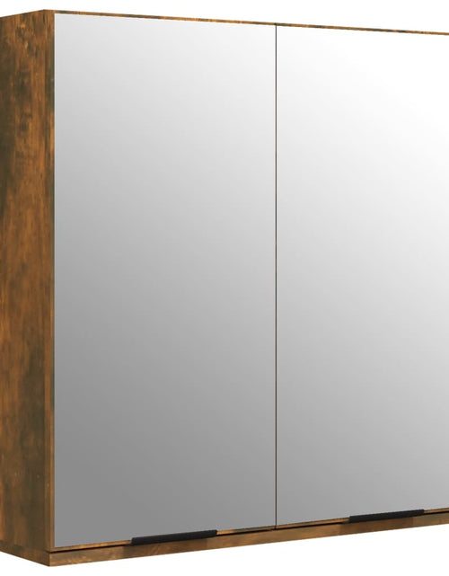 Încărcați imaginea în vizualizatorul Galerie, Dulap de baie cu oglindă, stejar fumuriu, 64x20x67 cm - Lando

