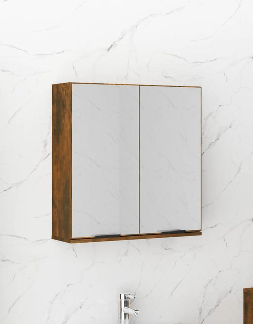 Загрузите изображение в средство просмотра галереи, Dulap de baie cu oglindă, stejar fumuriu, 64x20x67 cm - Lando
