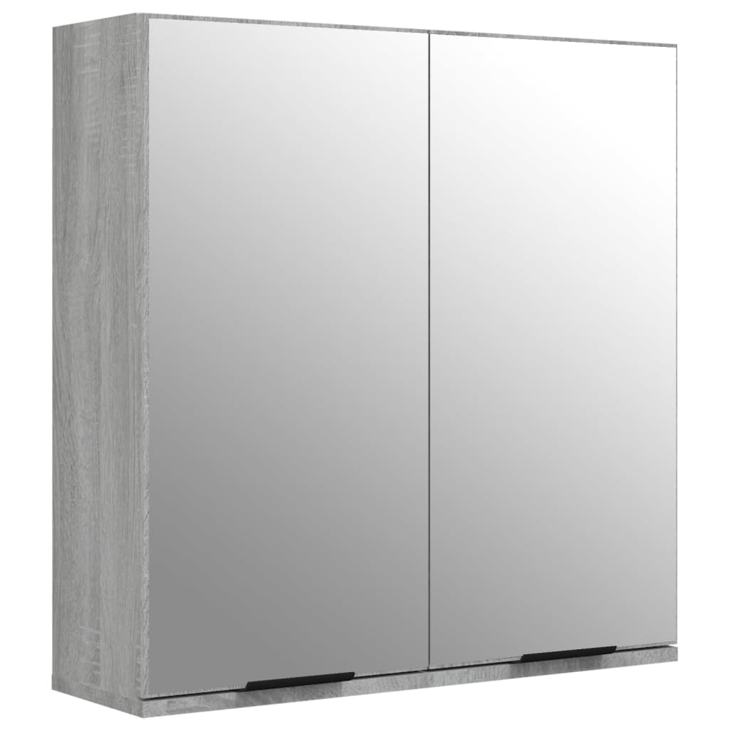 Dulap de baie cu oglindă, gri sonoma, 64x20x67 cm - Lando