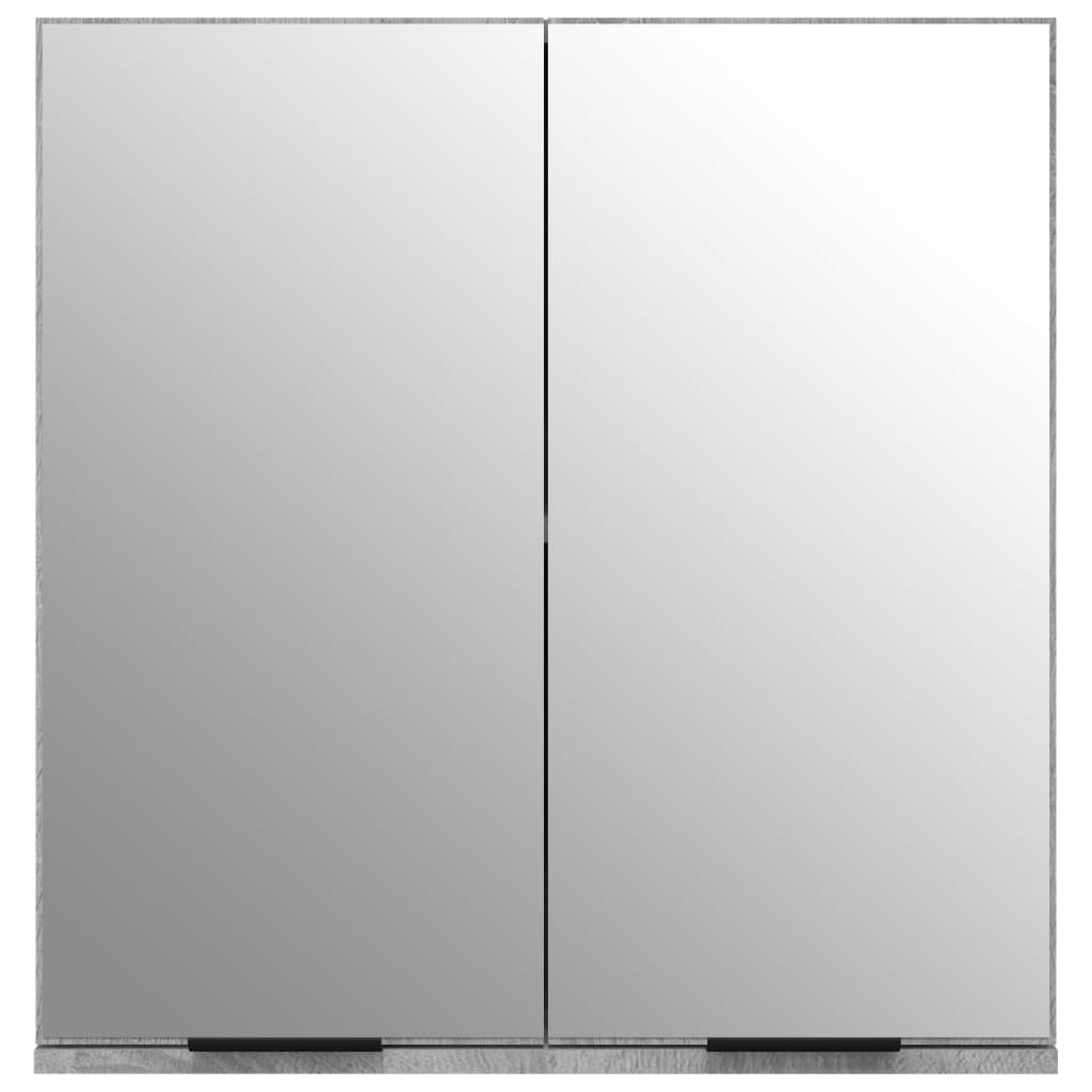 Dulap de baie cu oglindă, gri sonoma, 64x20x67 cm - Lando