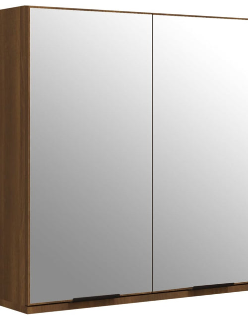 Încărcați imaginea în vizualizatorul Galerie, Dulap de baie cu oglindă, stejar maro, 64x20x67 cm - Lando

