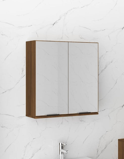 Încărcați imaginea în vizualizatorul Galerie, Dulap de baie cu oglindă, stejar maro, 64x20x67 cm - Lando
