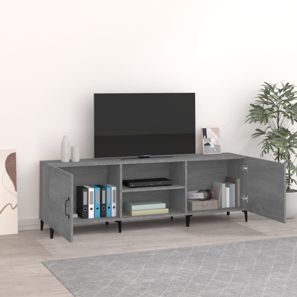 Comodă TV, gri sonoma, 150x30x50 cm, lemn compozit