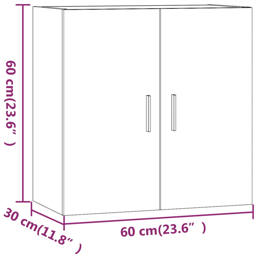 Dulap de perete, sonoma gri, 60x30x60 cm, lemn prelucrat