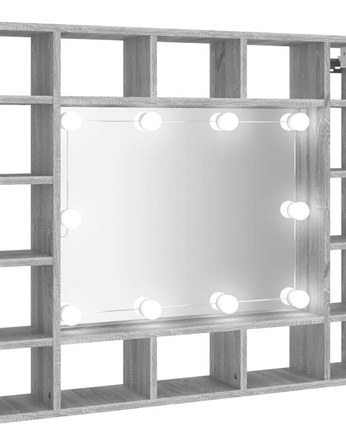 Загрузите изображение в средство просмотра галереи, Dulap cu oglindă și LED, gri sonoma, 91x15x76,5 cm
