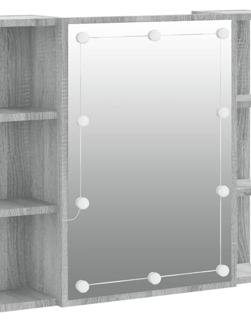 Încărcați imaginea în vizualizatorul Galerie, Dulap cu oglindă și LED, gri sonoma, 70x16,5x60 cm
