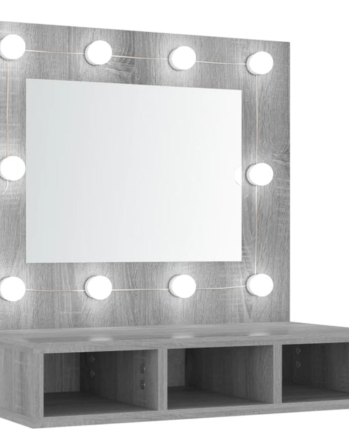 Încărcați imaginea în vizualizatorul Galerie, Dulap cu oglindă și LED, gri sonoma, 60x31,5x62 cm - Lando
