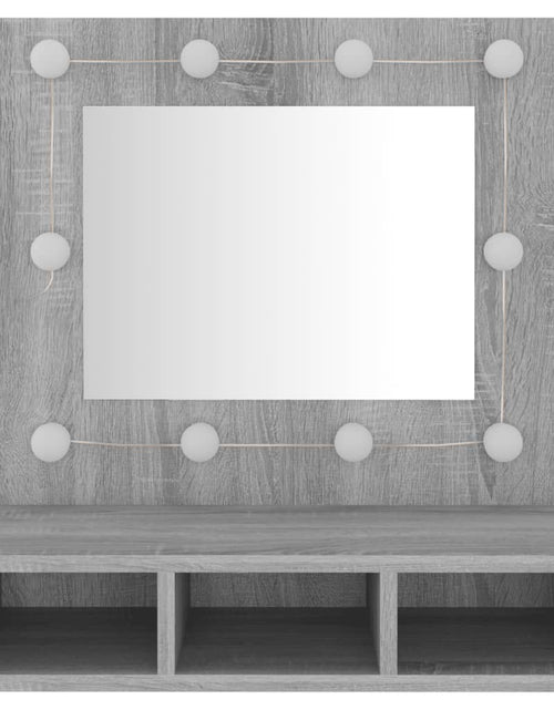 Загрузите изображение в средство просмотра галереи, Dulap cu oglindă și LED, gri sonoma, 60x31,5x62 cm - Lando
