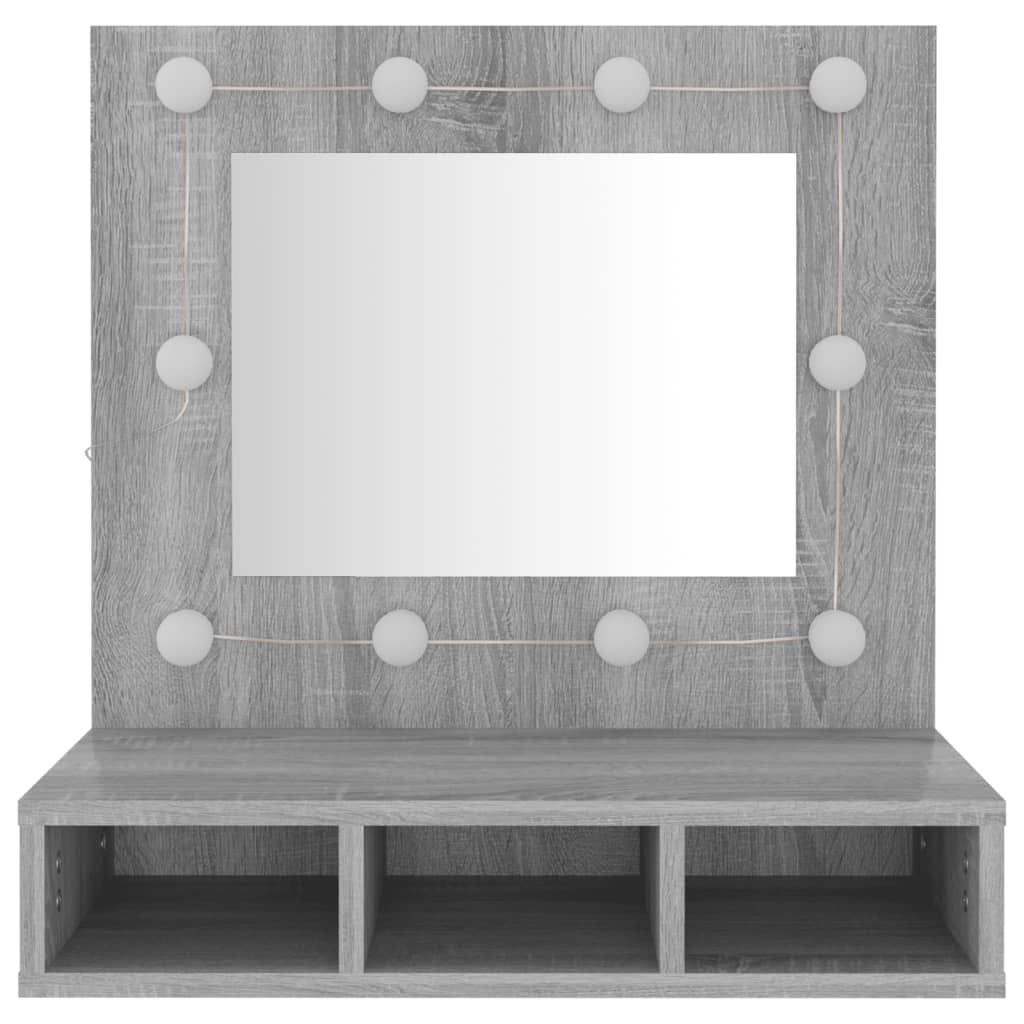 Dulap cu oglindă și LED, gri sonoma, 60x31,5x62 cm - Lando