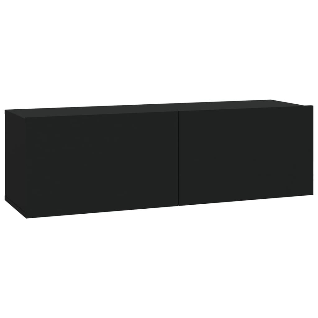 Dulapuri TV de perete, 4 buc., negru, 100x30x30 cm