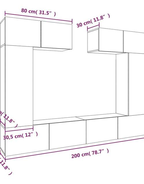 Încărcați imaginea în vizualizatorul Galerie, Set dulap TV, 6 piese, stejar sonoma, lemn prelucrat
