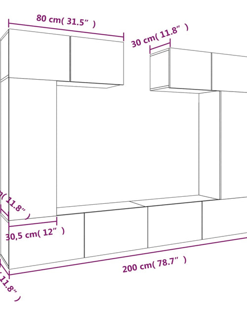 Încărcați imaginea în vizualizatorul Galerie, Set dulapuri TV, 6 piese, stejar fumuriu, lemn prelucrat
