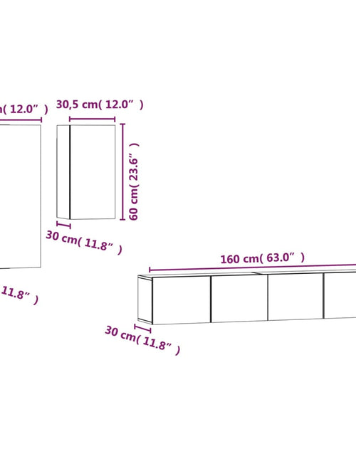 Încărcați imaginea în vizualizatorul Galerie, Set dulapuri TV, 4 piese, stejar maro, lemn prelucrat
