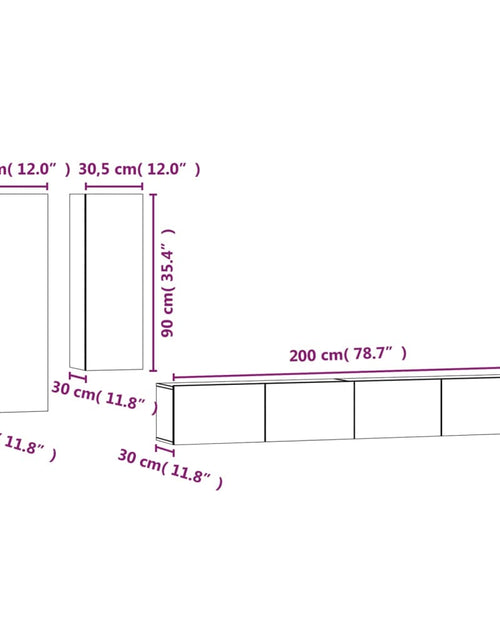 Încărcați imaginea în vizualizatorul Galerie, Set dulapuri TV, 4 piese, stejar fumuriu, lemn prelucrat
