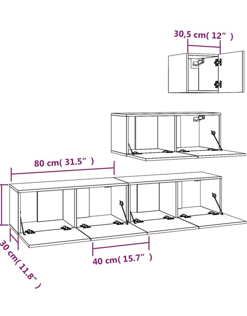 Încărcați imaginea în vizualizatorul Galerie, Set dulapuri TV, 4 piese, stejar maro, lemn prelucrat
