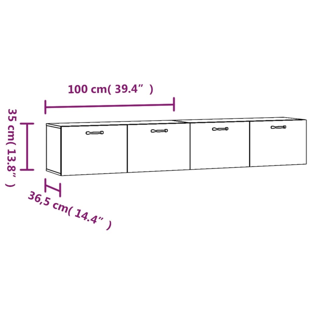 Dulapuri perete 2 buc. gri sonoma 100x36,5x35cm lemn prelucrat