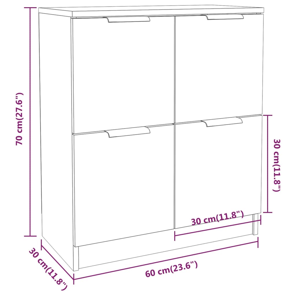 Servante, 2 piese, stejar sonoma, 60x30x70 cm, lemn prelucrat