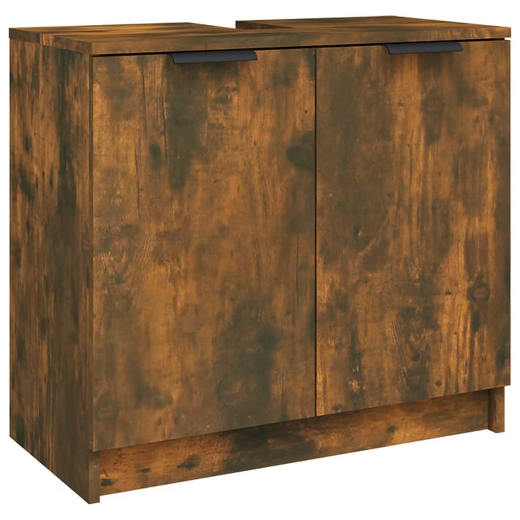 Set dulapuri de baie, 4 piese, stejar afumat, lemn prelucrat - Lando