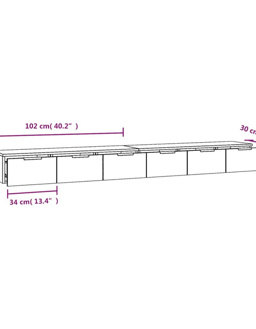 Загрузите изображение в средство просмотра галереи, Dulapuri de perete, 2 buc., negru, 102x30x20 cm, lemn prelucrat
