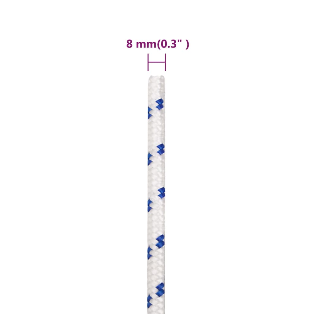 Frânghie de barcă, alb, 8 mm, 25 m, polipropilenă