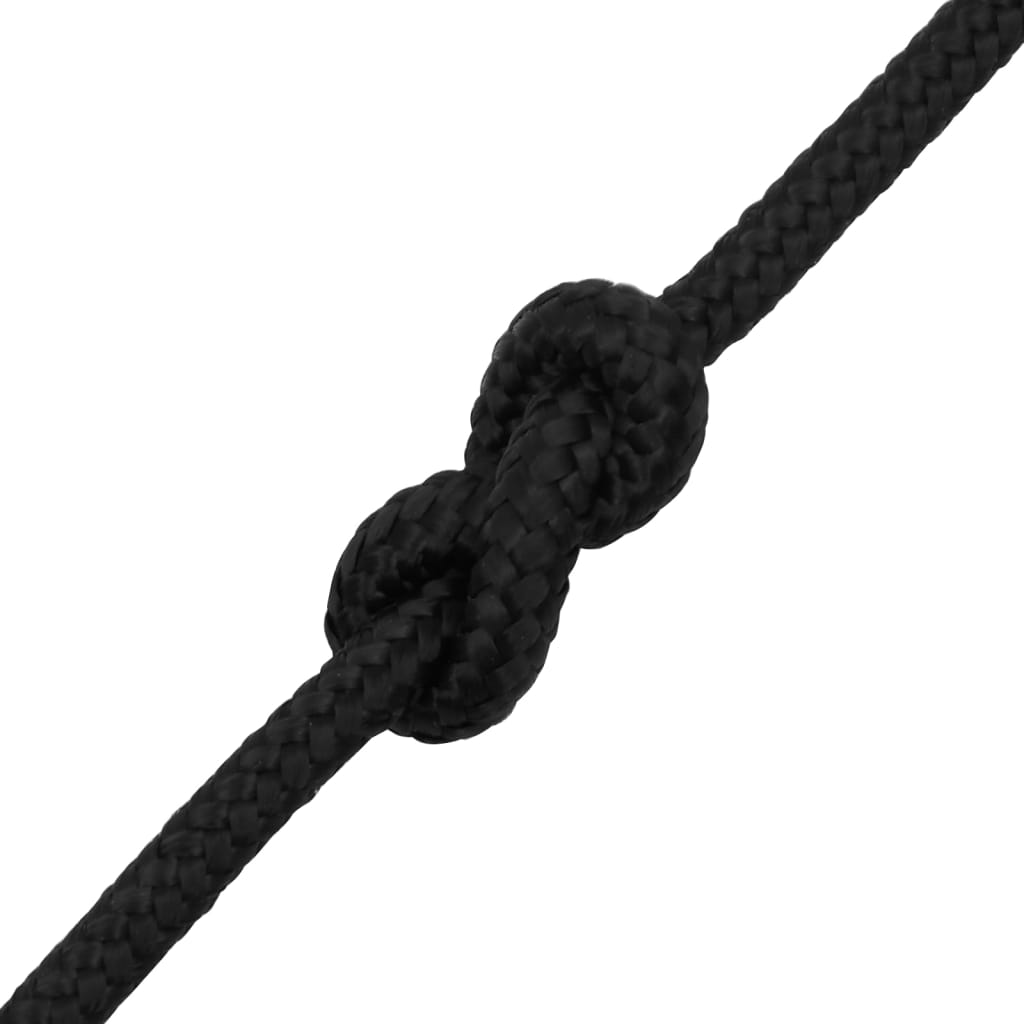 Frânghie de barcă, negru complet, 6 mm, 25 m, polipropilenă