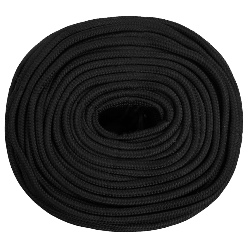 Frânghie de barcă, negru complet, 10 mm, 25 m, polipropilenă